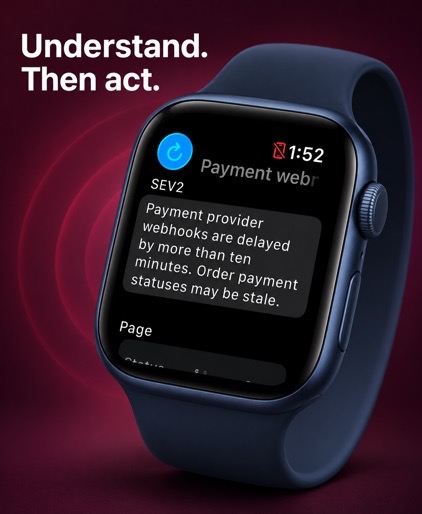 Sevloom page details displayed on Apple Watch